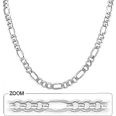 14k White Gold Men's Solid Figaro Link Chain (7.6mm,24