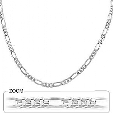 14k White Gold Men's Solid Figaro Link Chain (5mm,24