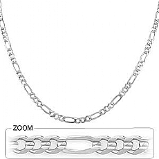 14k White Gold Men's Solid Figaro Link Chain (4.4mm,24
