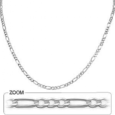 14k White Gold Men's Solid Figaro Link Chain (3.5mm,24