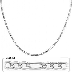 14k White Gold Men's Solid Figaro Link Chain (2.5mm,24