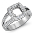 0.55Ct Halo Diamond Engagement Emerald Semi Mount Ring 14k White Gold - javda.com 