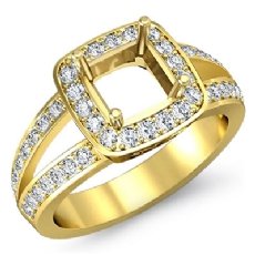 Halo Diamond Engagement Emerald Semi Mount Ring 18k Gold Yellow (0.55Ct. tw.)