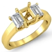 Emerald Diamond 3 Stone Engagement Ring 18k Yellow Gold Semi Mount 0.5Ct - javda.com 