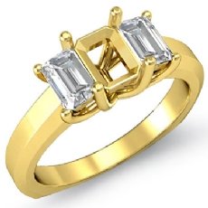 Emerald Diamond 3 Stone Engagement Ring 14k Gold Yellow Semi Mount  (0.5Ct. tw.)