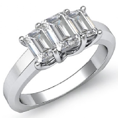 3 Stone Trellis Euro Shank diamond Ring 14k Gold White