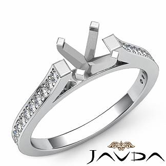 0.25Ct Princess Diamond Engagement Ring Side Stone Setting Platinum 950 Semi Mount
