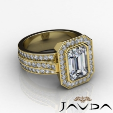 3 Row Shank Bezel Halo diamond Ring 18k Gold Yellow