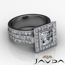 3 Row Shank Bezel Halo diamond Ring Platinum 950