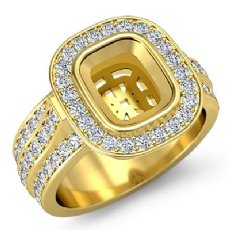 Halo Setting Diamond Engagement Cushion Semi Mount Ring 14k Gold Yellow (1.65Ct. tw.)