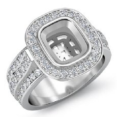 1.65Ct Halo Setting Diamond Engagement Cushion Semi Mount Ring 14K White Gold