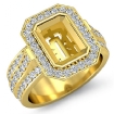 1.65Ct Diamond Engagement Emerald Ring 14k Yellow Gold Halo Setting Semi Mount - javda.com 
