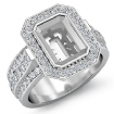1.65Ct Diamond Engagement Emerald Ring 14k White Gold Halo Setting Semi Mount - javda.com 