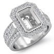 1.65Ct Diamond Engagement Emerald Ring 18k White Gold Halo Setting Semi Mount - javda.com 