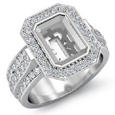 1.65Ct Diamond Engagement Emerald Ring 14K White Gold Halo Setting Semi Mount