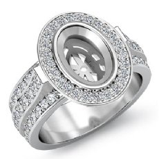 1.65 Ct Diamond Engagement Halo Pave Setting Ring Oval Semi Mount 14K White Gold