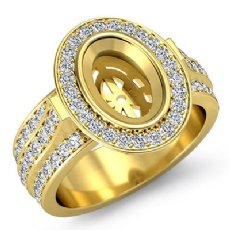 Diamond Engagement Halo Pave Setting Ring Oval Semi Mount 14k Gold Yellow (1.65Ct. tw.)