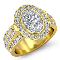 Halo Bezel Pave Set Shank diamond Ring 18k Gold Yellow
