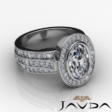 Halo Bezel Pave Set Shank diamond Ring 14k Gold White
