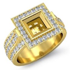 Diamond Engagement Ring Halo Setting 18k Gold Yellow Princess Semi Mount (1.65Ct. tw.)