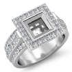 1.65Ct Diamond Engagement Ring Halo Setting 18k White Gold Princess Semi Mount - javda.com 