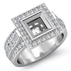 1.65 Ct Diamond Engagement Ring Halo Setting 14k White Gold Princess Semi Mount