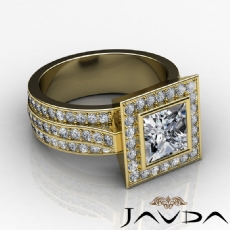 Bezel Set Halo Sidestone diamond Ring 18k Gold Yellow