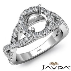 Diamond Engagement Ring Halo Prong Setting 14k White Gold Round Semi Mount 0.9Ct
