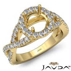 Diamond Engagement Ring Halo Prong Setting 18k Gold Yellow Round Semi Mount  (0.9Ct. tw.)