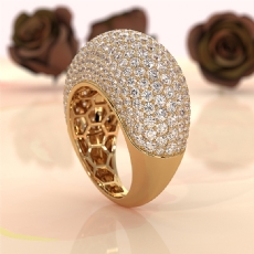 Dome Micro Pave Diamond Cocktail Women Wedding Band 14k Gold Yellow Ring  (4.87Ct. tw.)