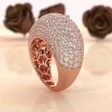 Dome Micro Pave Diamond Cocktail Women Wedding Band 14k Rose Gold Ring  (4.87Ct. tw.)