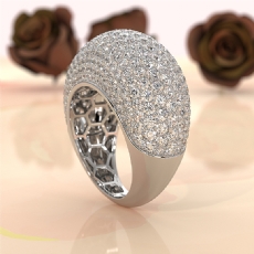 Dome Micro Pave Diamond Cocktail Women Wedding Band 14K White Gold Ring 4.87ctw