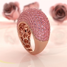 Dome Pave Pink Diamond Cocktail Women Wedding Band 14K White Gold Ring 4.87ctw