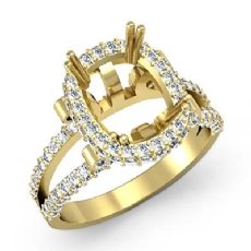 Diamond Engagement Ring Cushion Semi Mount 14k Gold Yellow Halo Setting (1.53Ct. tw.)