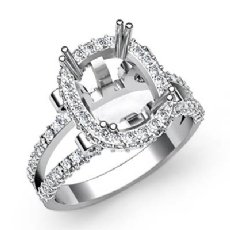 1.53 Ct Diamond Engagement Ring Cushion Semi Mount 14K White Gold Halo Setting