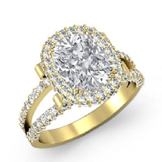 Split Shank Bezel Halo diamond  14k Gold Yellow