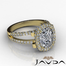 Split Shank Bezel Halo diamond Ring 14k Gold Yellow