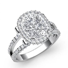 Split Shank Bezel Halo diamond Ring 18k Gold White