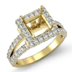 1.56Ct Diamond Engagement Ring Princess Semi Mount Halo Setting 18k Yellow Gold - javda.com 