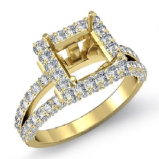 Diamond Engagement Ring Princess Semi Mount Halo Setting 14k Gold Yellow (1.56Ct. tw.)