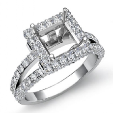 1.56 Ct Diamond Engagement Ring Princess Semi Mount Halo Setting 14k White Gold