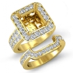 1.75Ct 2 Row Diamond Engagement Setting Ring Princess Bridal Sets 14k Yellow Gold - javda.com 