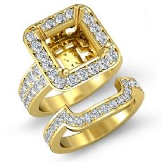 2 Row Diamond Engagement Setting Ring Princess Bridal Sets 18k Gold Yellow (1.75Ct. tw.)