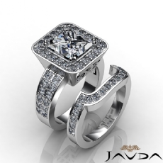 2 Row Shank Halo Bridal diamond Ring 14k Gold White