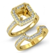 1.6Ct Diamond Engagement Halo Ring Princess Bridal Sets 14k Yellow Gold Semi Mount - javda.com 