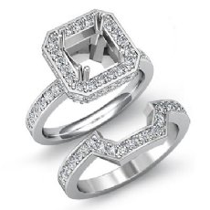 1.6Ct Diamond Engagement Halo Ring Princess Bridal Set 14K White Gold SemiMount
