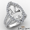 1.05Ct U Split Pave Halo Marquise Semi Mount Diamond Engagement Ring Platinum 950 - javda.com 