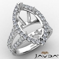 1.05Ct U Split Pave Halo Marquise Semi Mount Diamond Engagement Ring 14K Gold