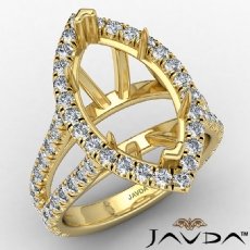 U Split Pave Halo Marquise Semi Mount Diamond Engagement Ring 14k Gold Yellow (1.05Ct. tw.)