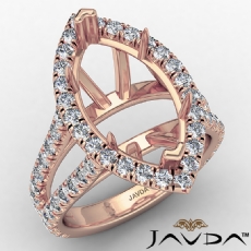 U Split Pave Halo Marquise Semi Mount Diamond Engagement Ring 14k Rose Gold (1.05Ct. tw.)